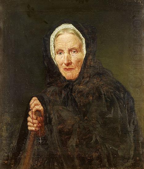 Carl d Unker Old Woman with a Rosary china oil painting image